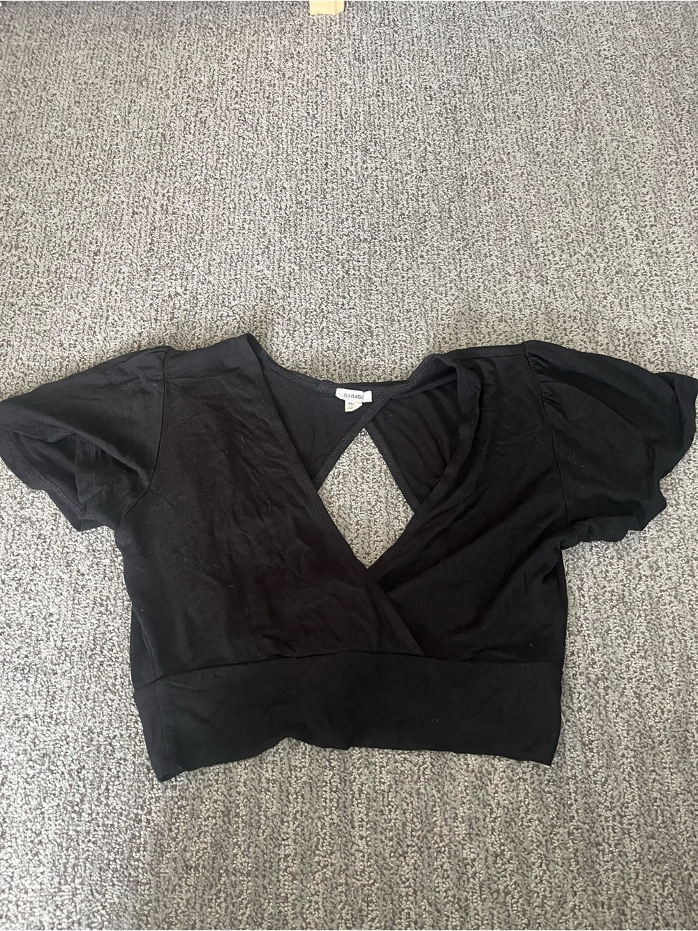 Garage Black Wrap open back Crop Top
